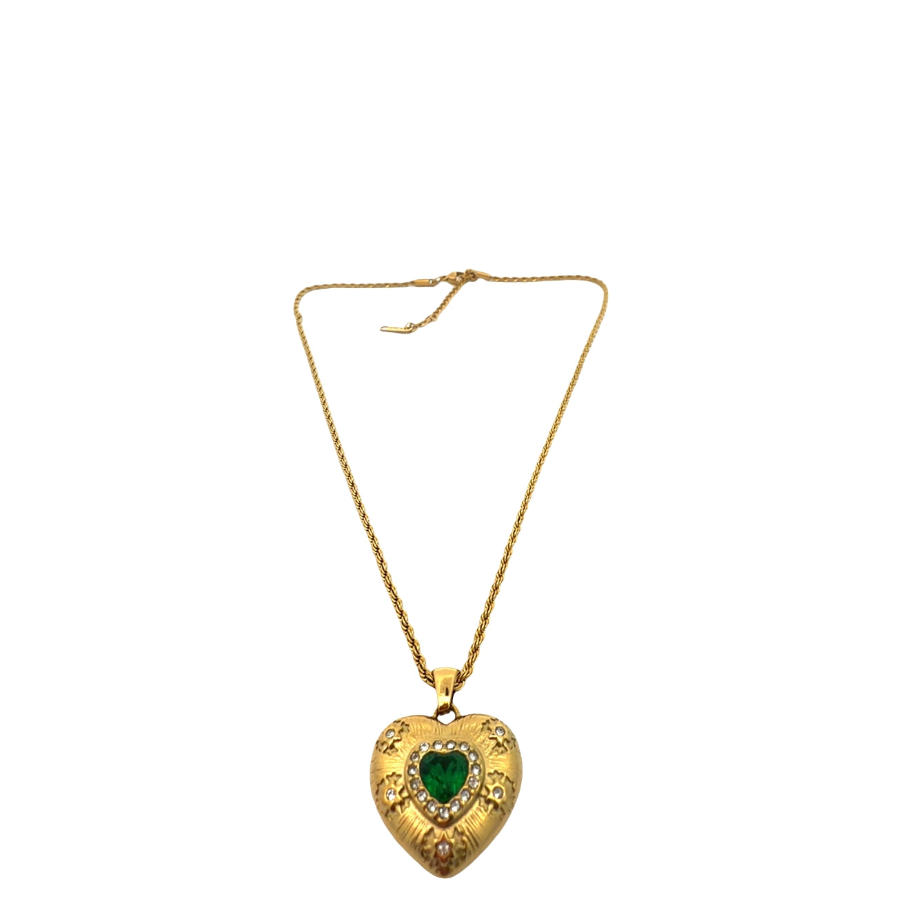 Rope chain necklace with heart pendant in 18K gold