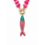 Crystal Beaded Necklace with Fish Pendant