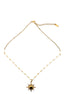 Sun Pendant Faux Pearl Station Necklace
