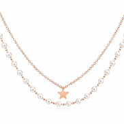 Layered Faux Pearl Star Necklace