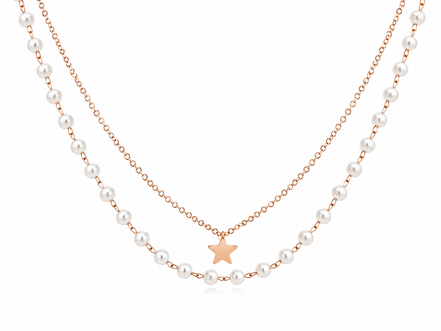 Layered Faux Pearl Star Necklace