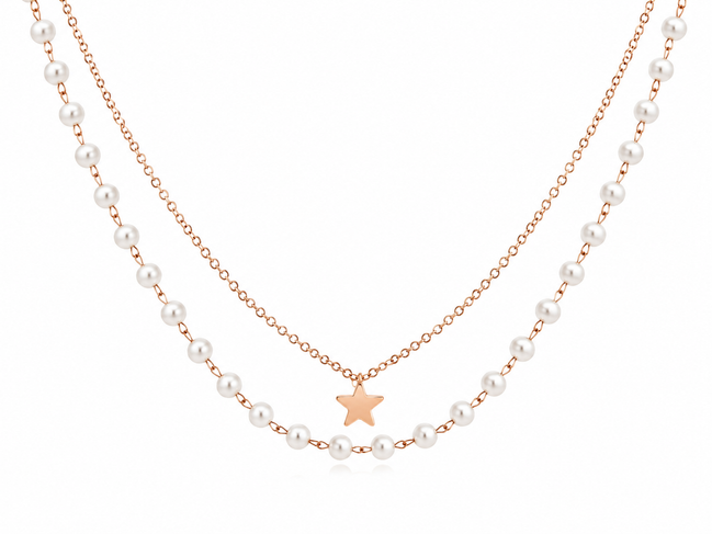 Layered Faux Pearl Star Necklace
