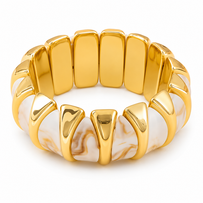 Geometric Faux Pearl Stretch Bracelet