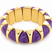Purple Faux Pearl Geometric Stretch Bracelet