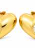 Puffed Heart Stud Earrings with Cubic Zirconia Accent