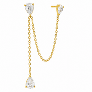 Pear Cut Cubic Zirconia Chain Link Drop Earrings