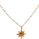 Sun Pendant Faux Pearl Station Necklace