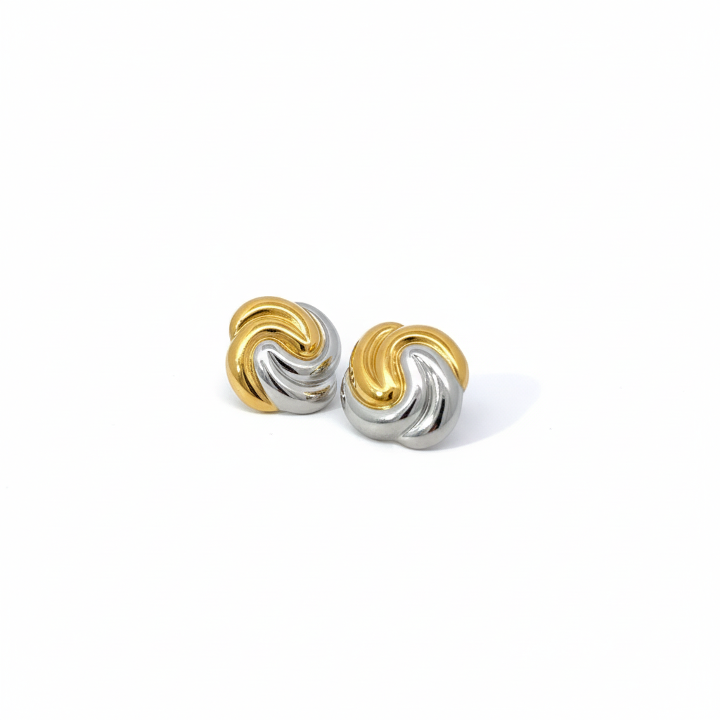 18K Gold Plated Swirl Knot Stud Earrings