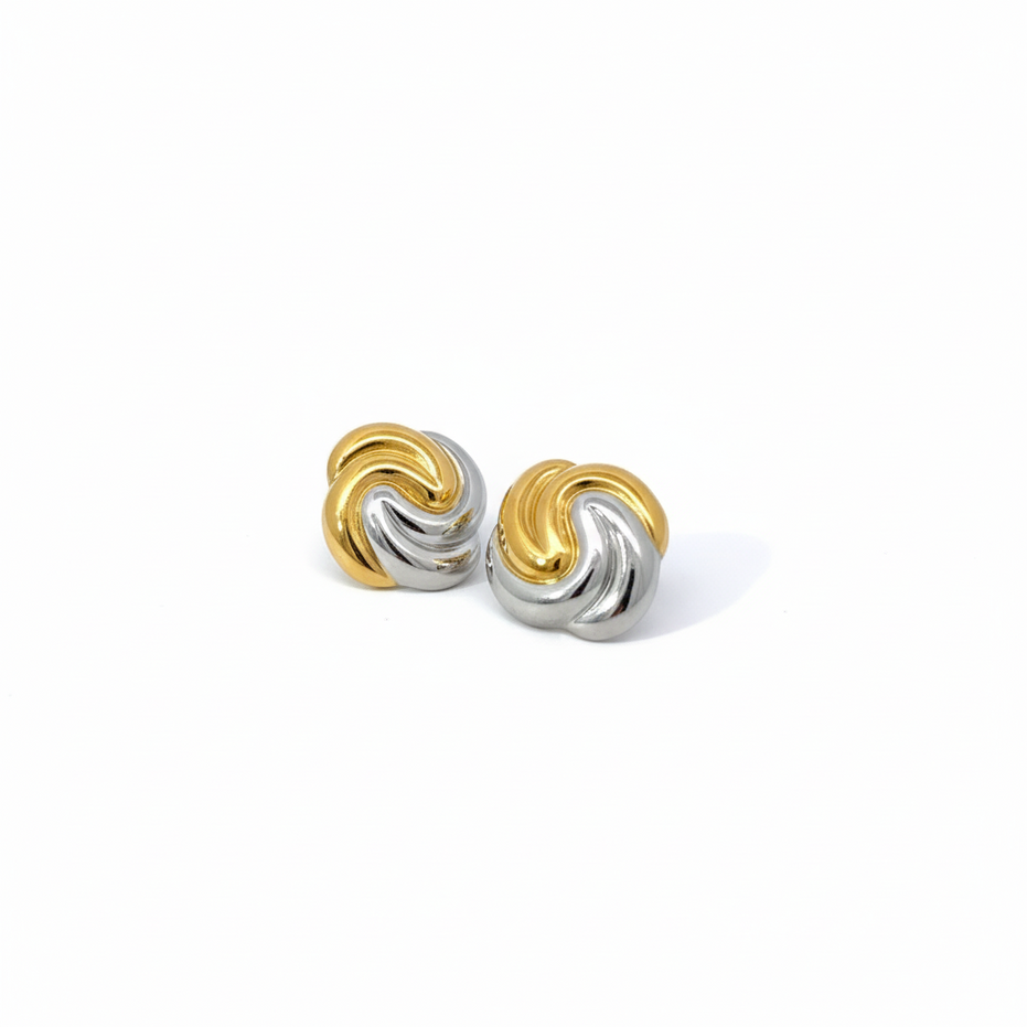 18K Gold Plated Swirl Knot Stud Earrings