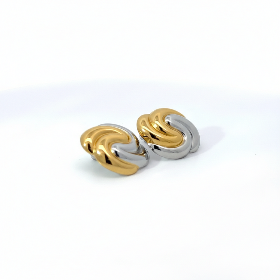 18K Gold Plated Swirl Knot Stud Earrings