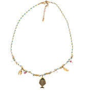Nautical Charm Faux Pearl Station Necklace