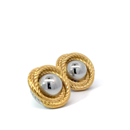 18k Gold Plated Rope Knot Stud Earrings with Two Tone Finish
