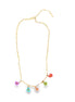 Paper Clip Chain Necklace with Flower Charms