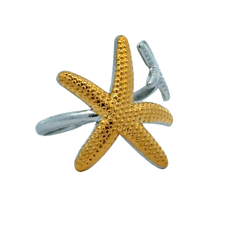 Two Tone Starfish Adjustable Ring
