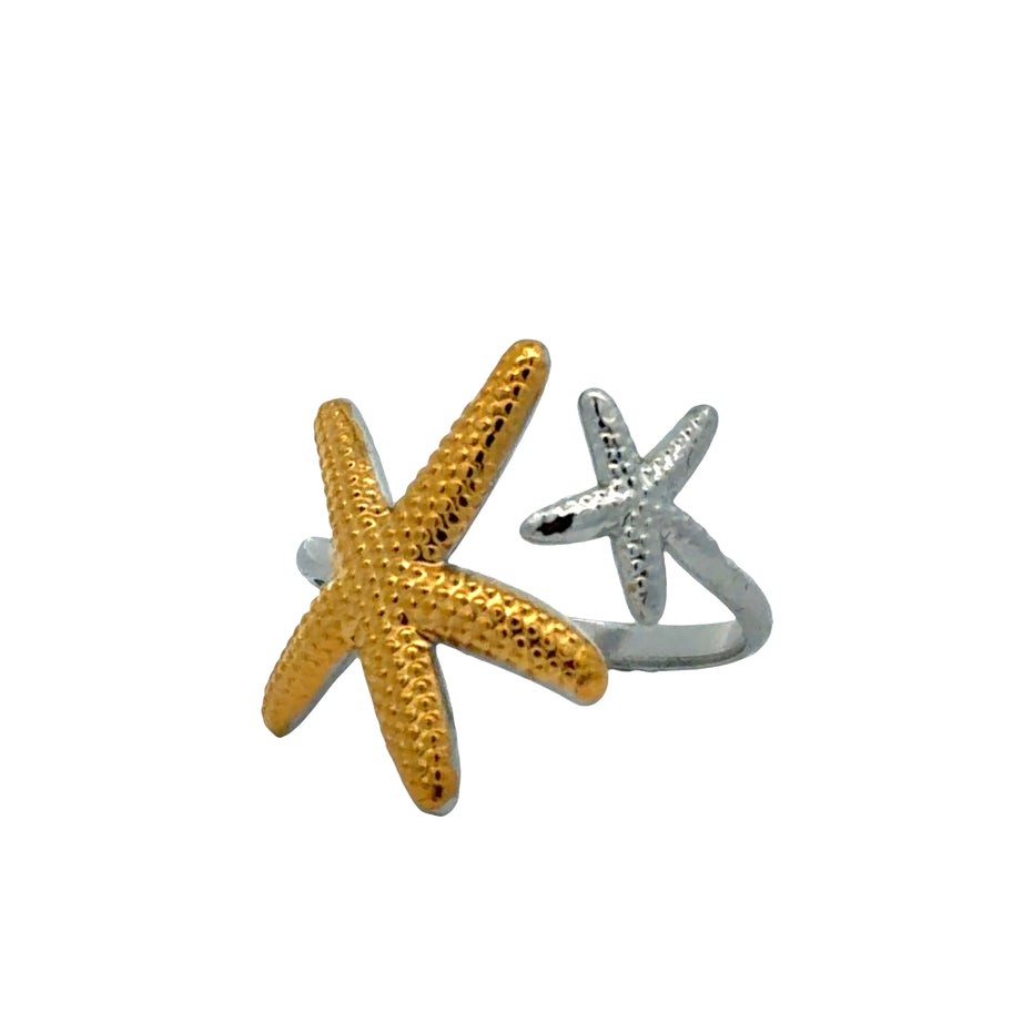 Two Tone Starfish Adjustable Ring