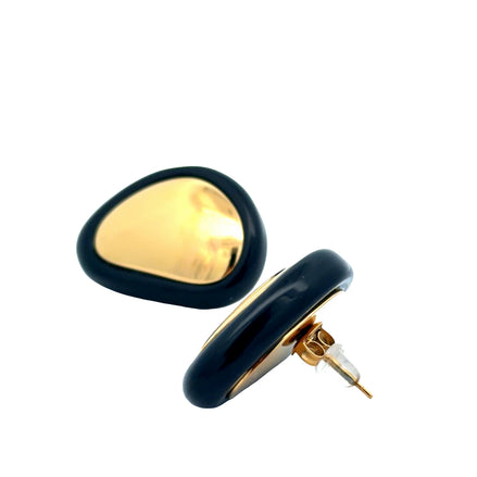 Enamel Trim Teardrop Earrings