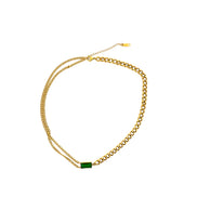 Mixed Chain Necklace with Rectangular Accent