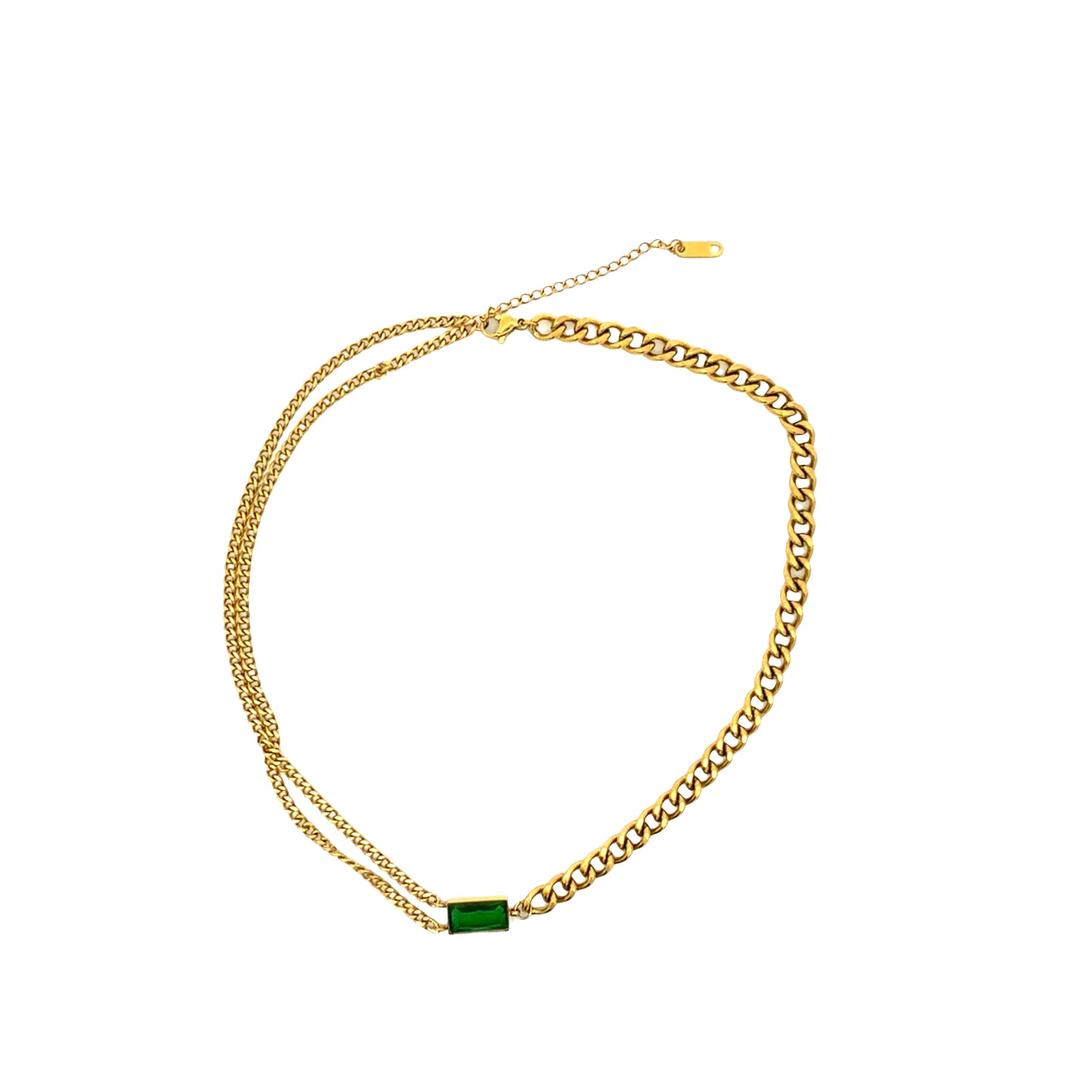 Mixed Chain Necklace with Rectangular Accent