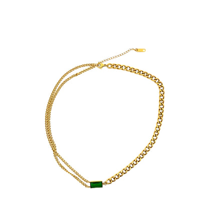 Mixed Chain Necklace with Rectangular Accent