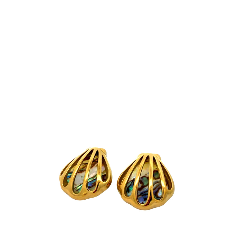 Shell Inlay Stud Earrings