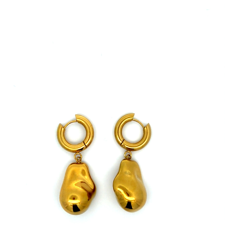 Gold Nugget Drop Earrings