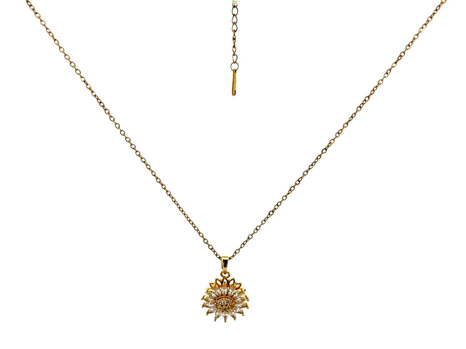 Sunflower Spinner Pendant Necklace