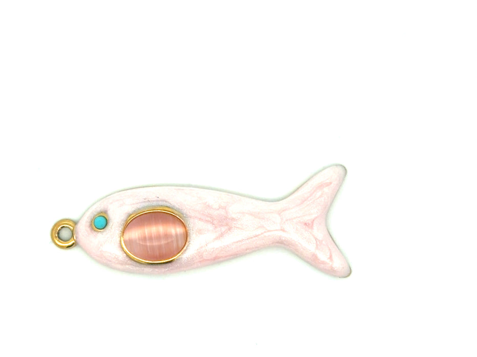 Pink Enamel Fish Pendant
