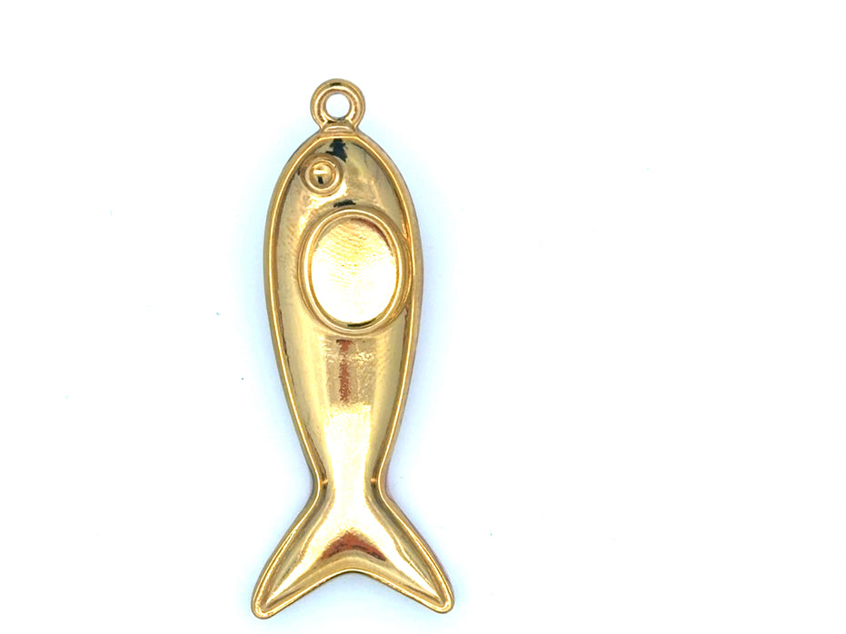 Pink Enamel Fish Pendant