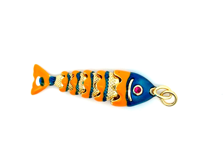 Articulated Enamel Fish Pendant