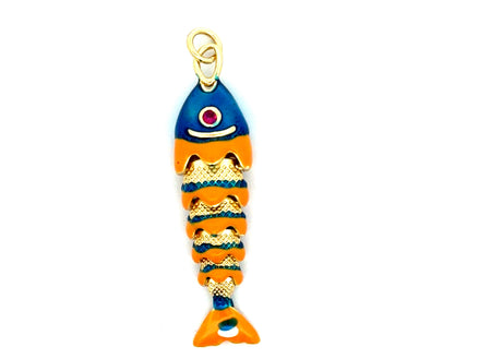 Articulated Enamel Fish Pendant