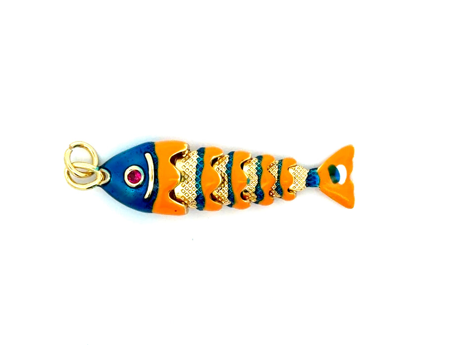Articulated Enamel Fish Pendant