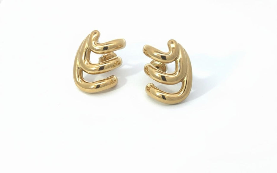 Triple Curve Stud Earrings