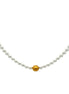 Faux Pearl Beaded Necklace with Gold Accent