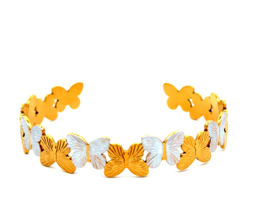 Two Tone Butterfly Cuff Bracelet