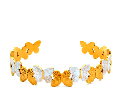 Two Tone Butterfly Cuff Bracelet