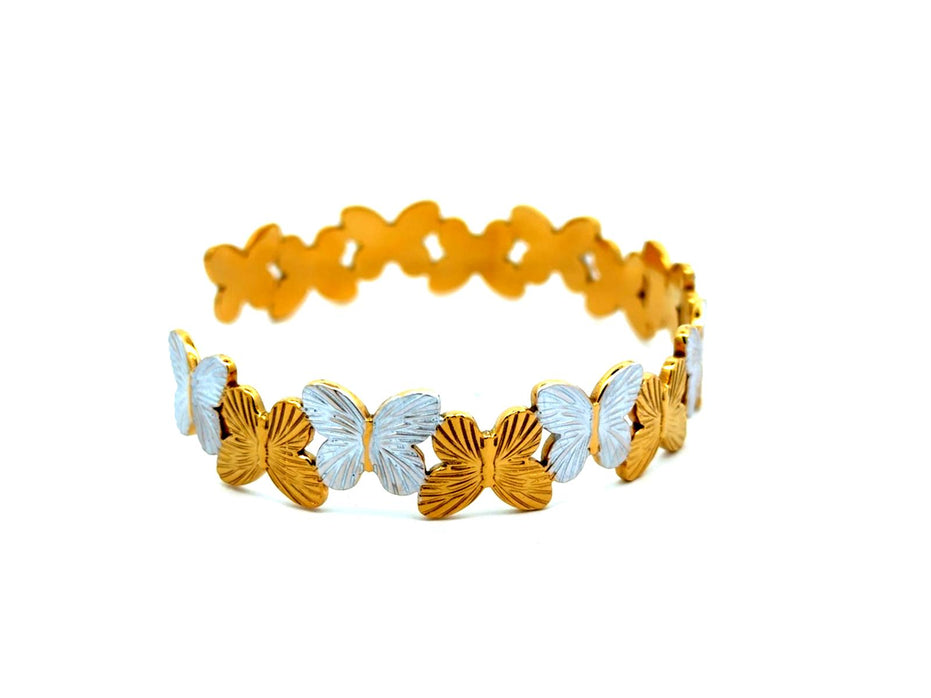 Two Tone Butterfly Cuff Bracelet
