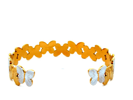 Two Tone Butterfly Cuff Bracelet