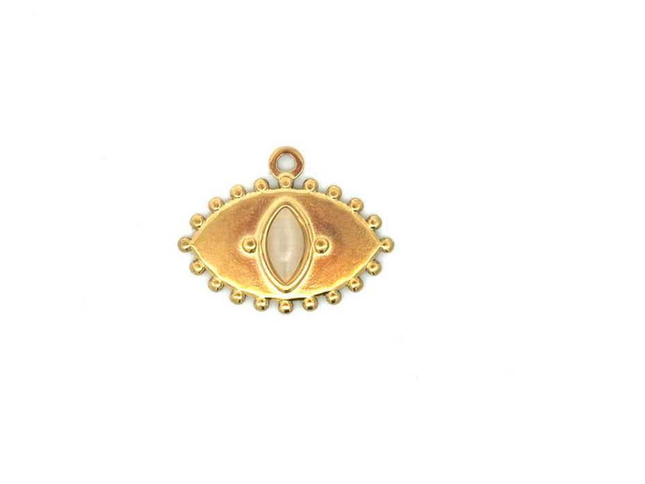 Evil Eye White Cat Eye Stone Pendant