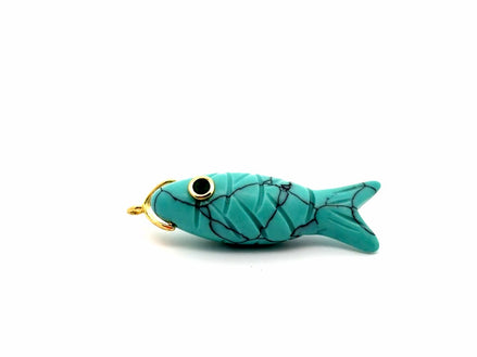 Carved Natural Turquoise Fish Pendant