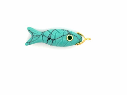 Carved Natural Turquoise Fish Pendant