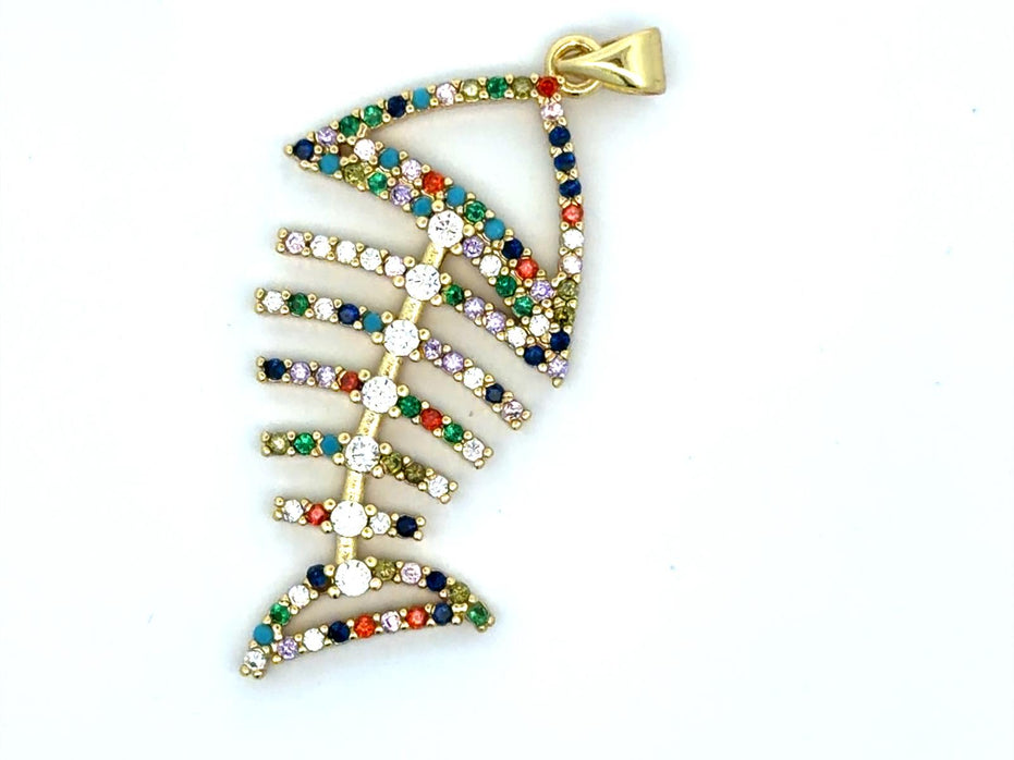 Multicolor Fish Bone Pendant