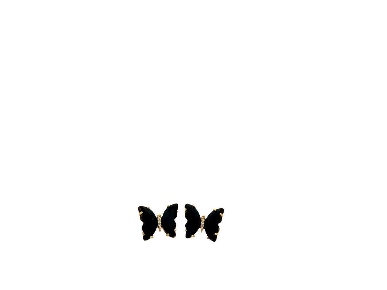 Black Butterfly Crystal Stud Earrings