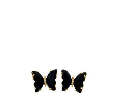 Black Butterfly Crystal Stud Earrings