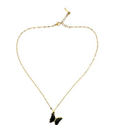 Black Butterfly Crystal Pendant Necklace