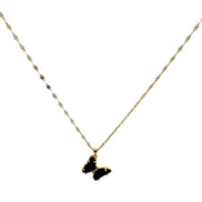 Black Butterfly Crystal Pendant Necklace