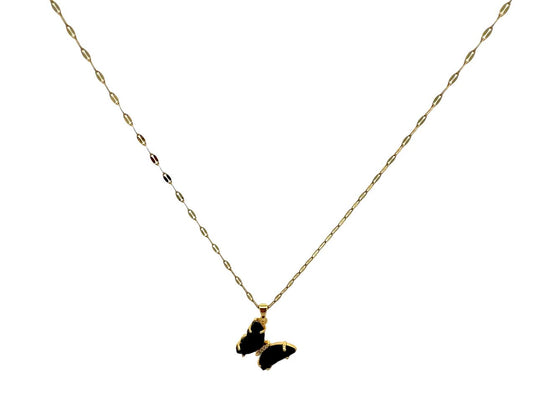 Black Butterfly Crystal Pendant Necklace