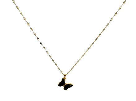 Black Butterfly Crystal Pendant Necklace