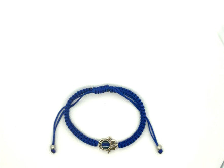Blue Evil Eye Hamsa Braided Adjustable Bracelet