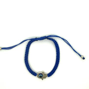 Blue Evil Eye Hamsa Braided Adjustable Bracelet