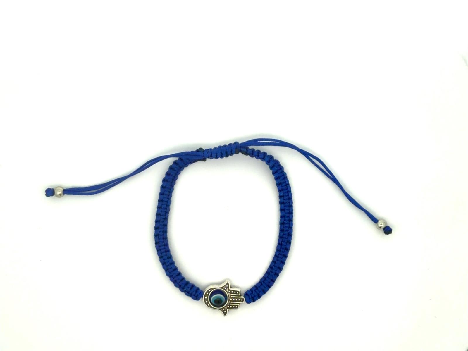 Blue Evil Eye Hamsa Braided Adjustable Bracelet